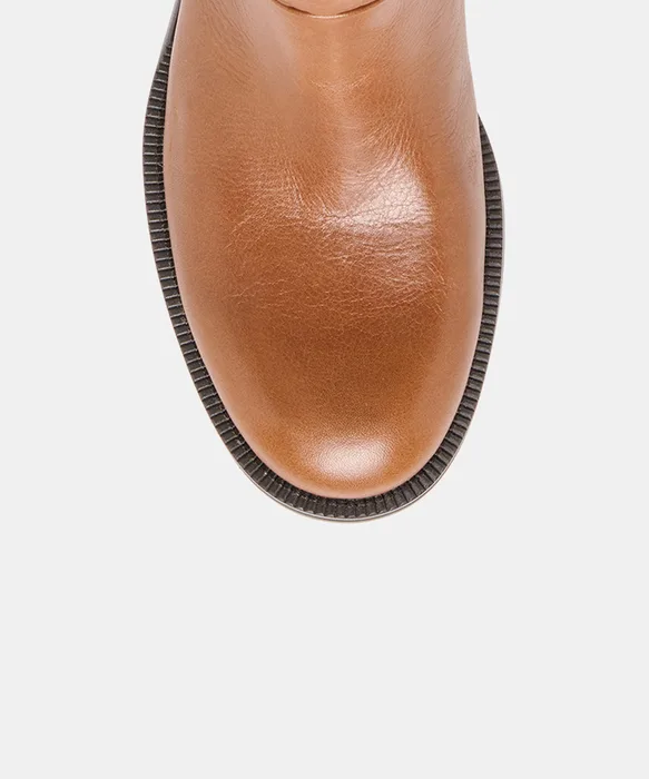 TEGEN Tan Leather Mid-Calf Boots — view 4