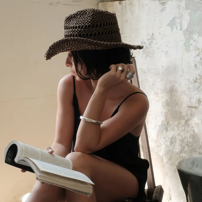 Thick Weave Dark Brown Cowboy Hat with Strap — view 3