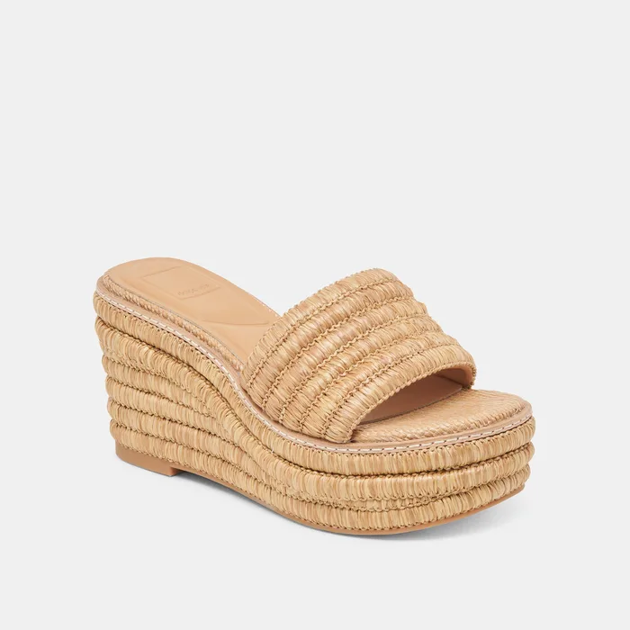 Throne Lt Natural Raffia Wedges — view 4