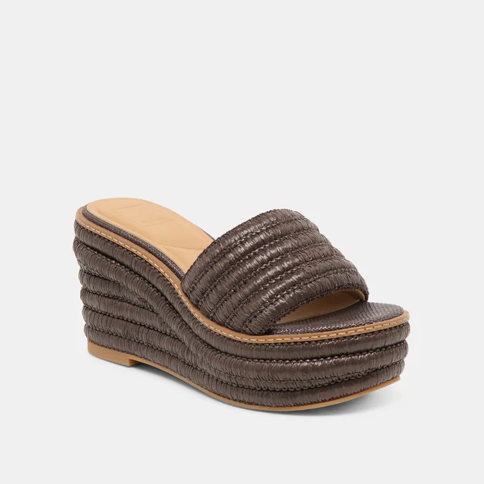 Throne Wide Chocolate Raffia Wedges — view 3