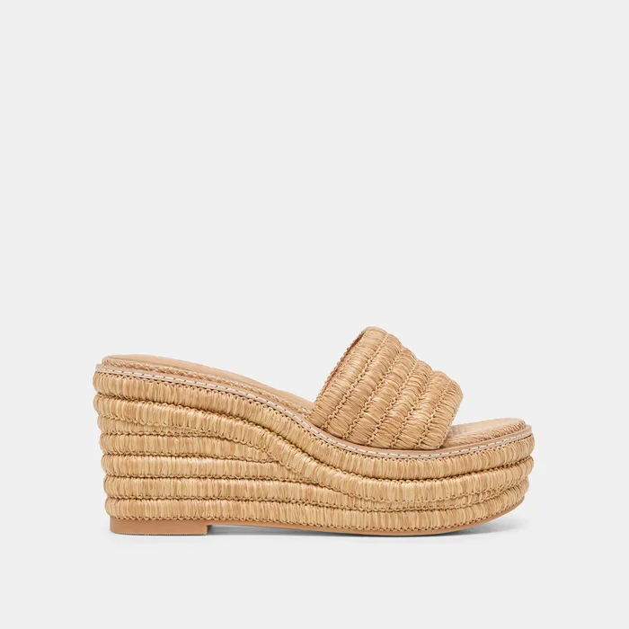 Throne Wide Lt Natural Raffia Wedges — view 2