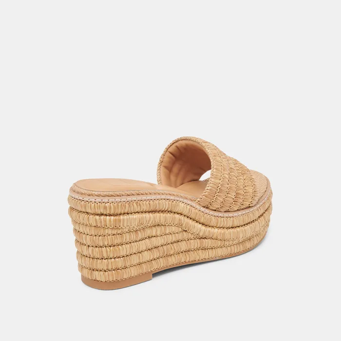 Throne Wide Lt Natural Raffia Wedges — view 4