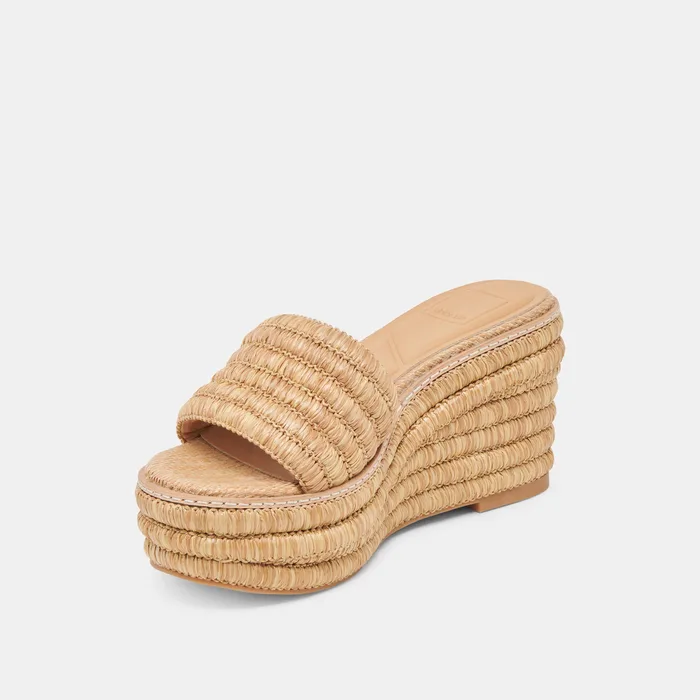 Throne Wide Lt Natural Raffia Wedges — view 5