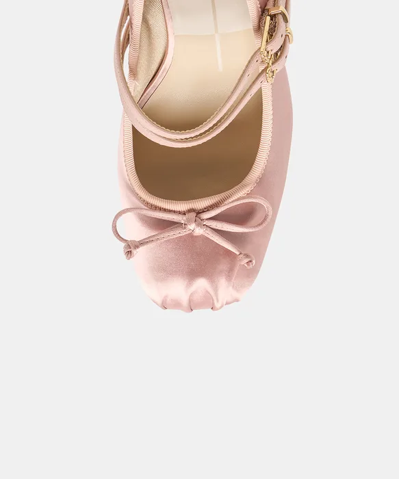 TIARAH Lt Blush Satin Ballet Block Heels — view 4