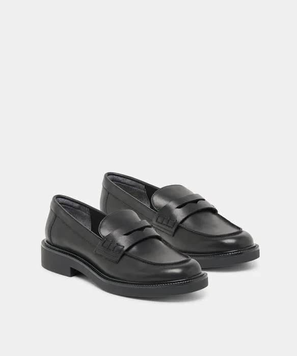 Tiggy Black Leather Loafers — view 3
