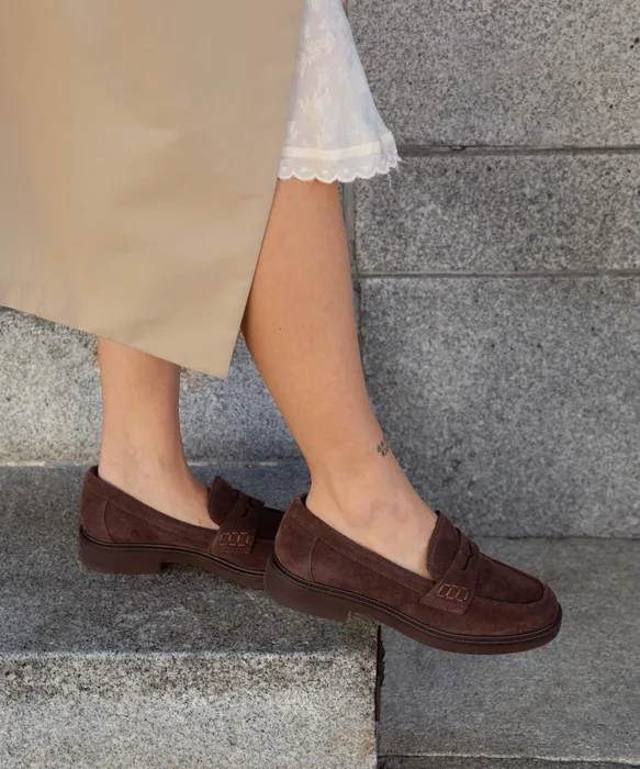 Tiggy Mahogany Suede Loafers — view 5