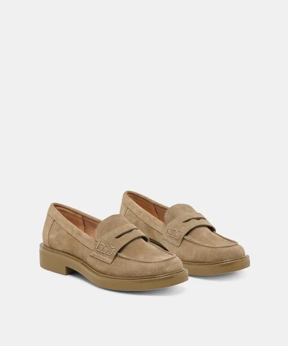 TIGGY Olive Suede Loafers — view 3