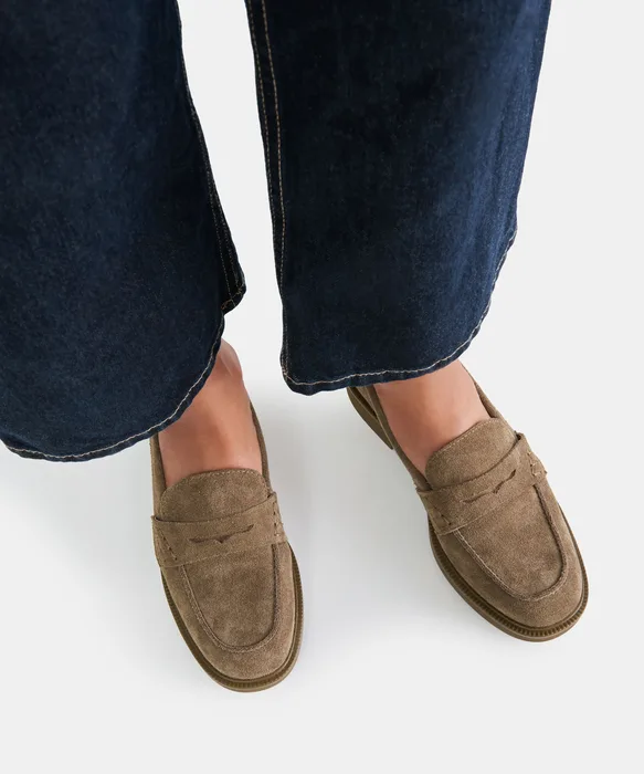 TIGGY Olive Suede Loafers — view 5