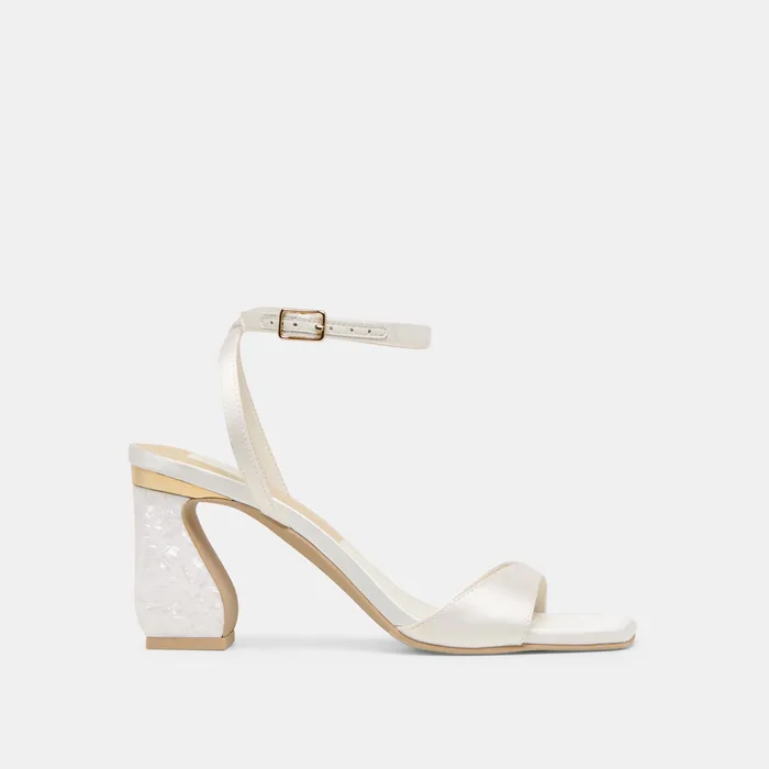 Tilda True White Satin Heels — view 2