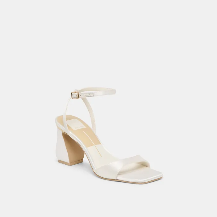 Tilda True White Satin Heels — view 4