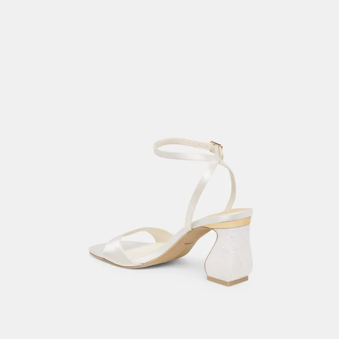 Tilda True White Satin Heels — view 8