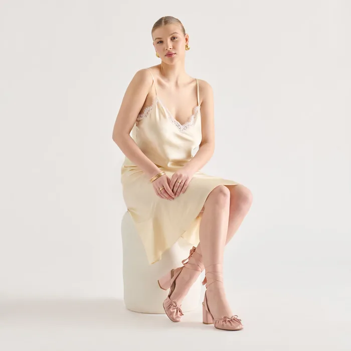 Tisha Lt Blush Satin Heels — view 4