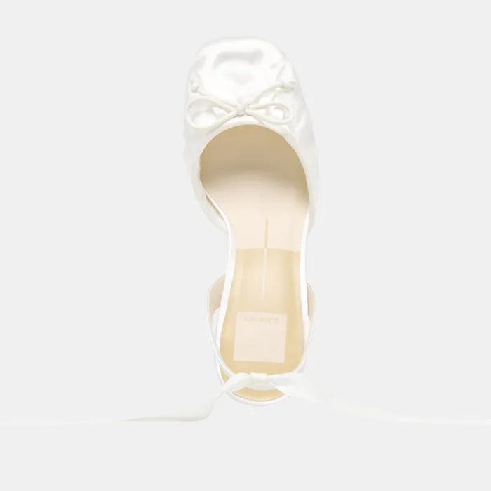 Tisha True White Satin Heels — view 11