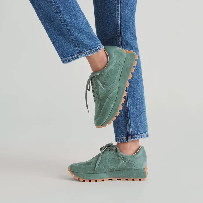Tricia Dk Green Suede Sneakers — view 3