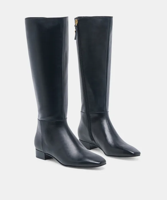 TYWIN Black Leather Knee-High Boots — view 3