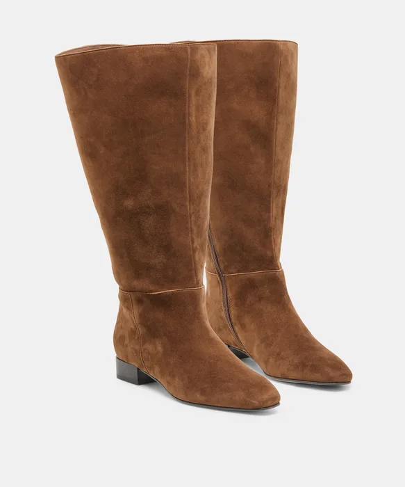 TYWIN Extra Wide Calf Cocoa Suede Knee-High Boots — view 3