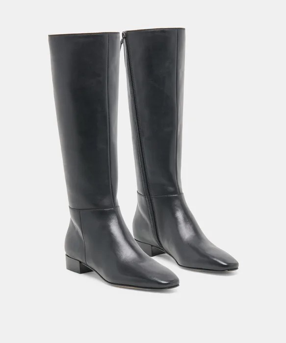 TYWIN Narrow Calf Black Leather Knee-High Boots — view 3