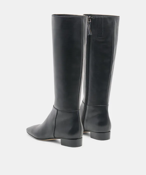 TYWIN Narrow Calf Black Leather Knee-High Boots — view 5