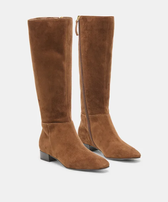 TYWIN Narrow Calf Cocoa Suede Knee-High Boots — view 3