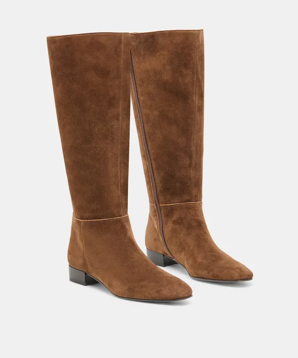 TYWIN Wide Calf Cocoa Suede Knee-High Boots — view 3