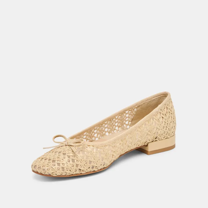 Ulicia Lt Natural Cross Hatch Raffia Ballet Flats — view 7