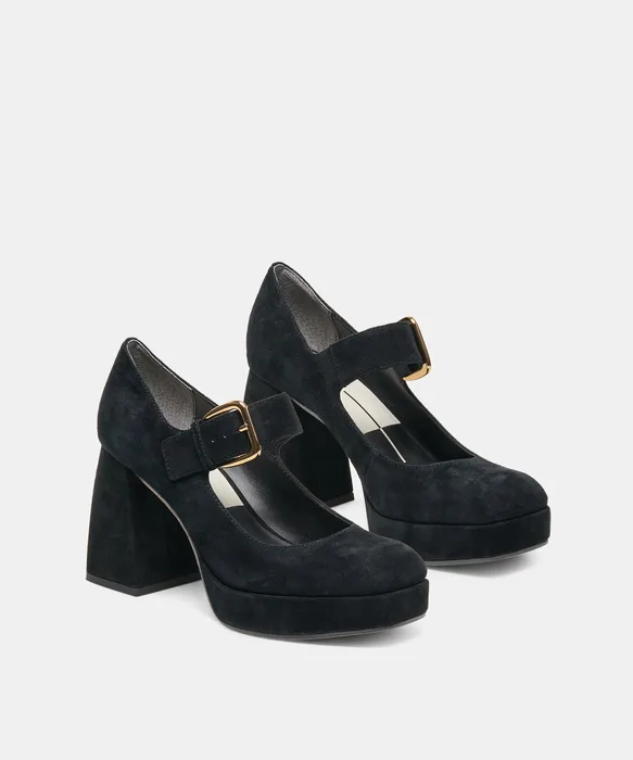 ULTRA Onyx Suede Platform Mary-Jane Block Heels — view 3