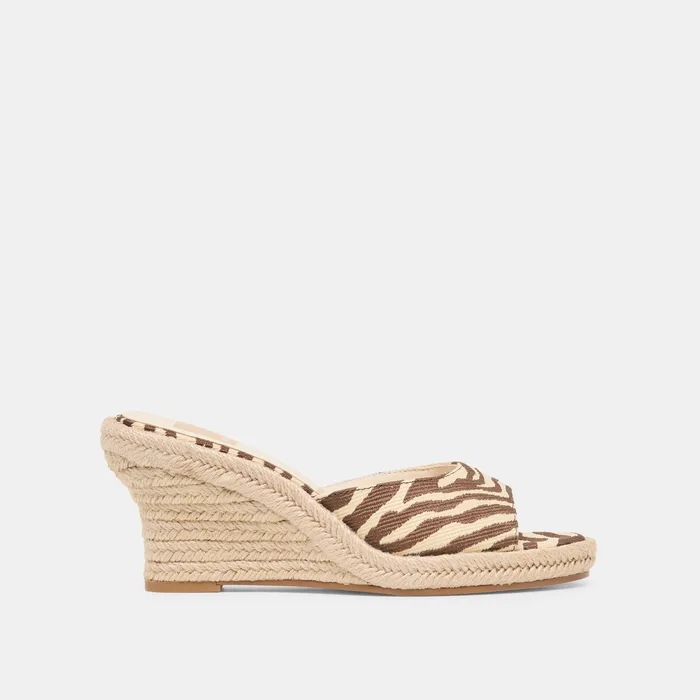 Vaya Beige Zebra Raffia Wedges — view 2
