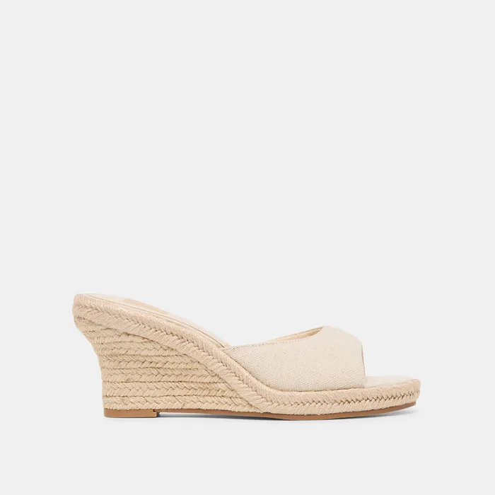Vaya Ecru Linen Wedges — view 2