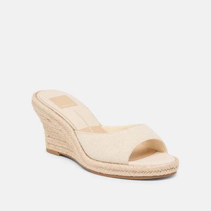 Vaya Ecru Linen Wedges — view 4