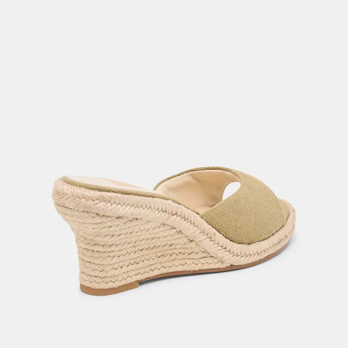 Vaya Khaki Linen Wedges — view 4