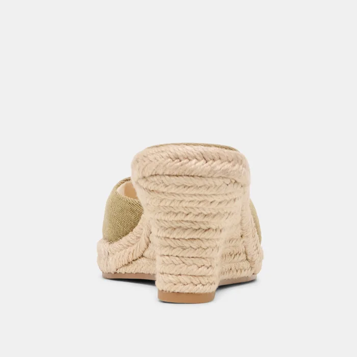 Vaya Khaki Linen Wedges — view 8