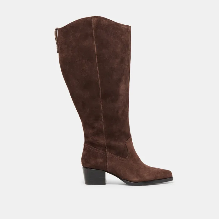 Virona H2O Waterproof Dk Brown Suede Extra Wide Calf Boots — view 2