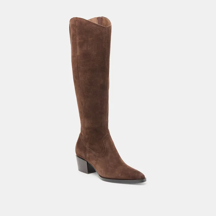 Virona H2O Waterproof Dk Brown Suede Extra Wide Calf Boots — view 4