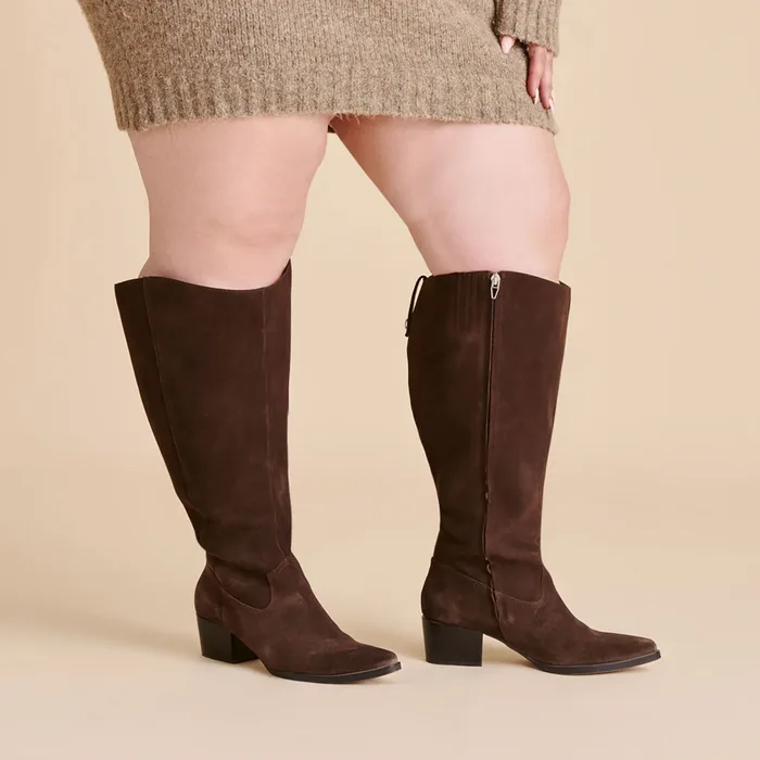 Virona H2O Waterproof Dk Brown Suede Extra Wide Calf Boots — view 7
