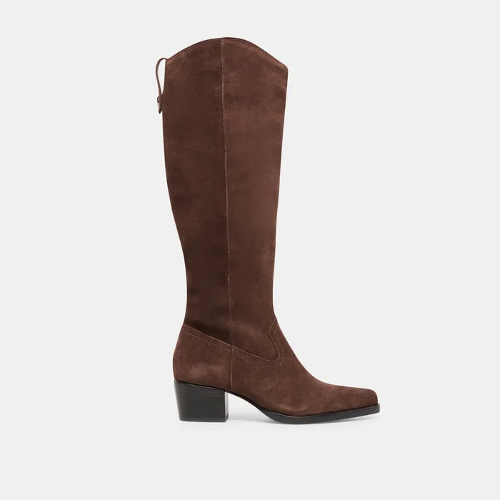 Virona H2O Waterproof Dk Brown Suede Wide Calf Boots — view 2