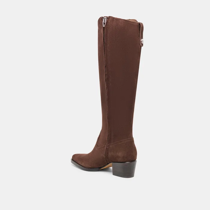 Virona H2O Waterproof Dk Brown Suede Wide Calf Boots — view 6