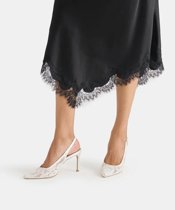 Yami True White Lace Heels — view 4