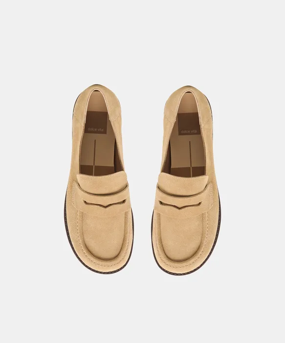 YASMYN Cashew Suede Penny Loafers — view 4
