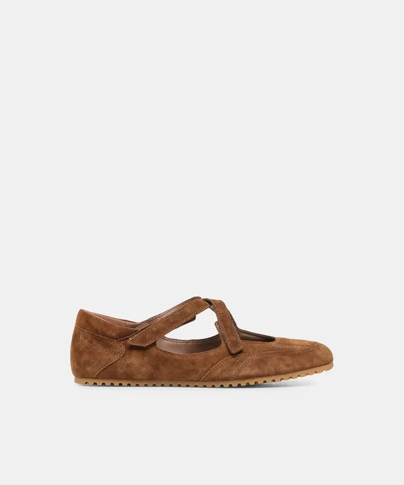 YONO Cocoa Suede Ballet Sneaker Flats — view 2