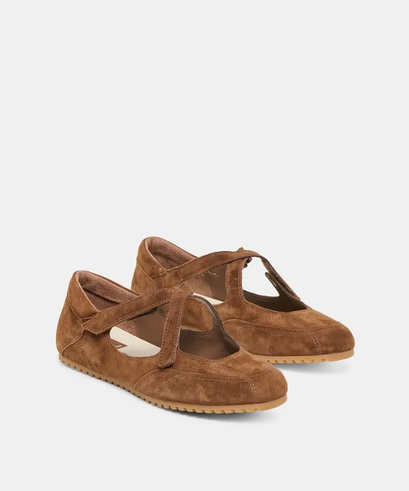 YONO Cocoa Suede Ballet Sneaker Flats — view 3