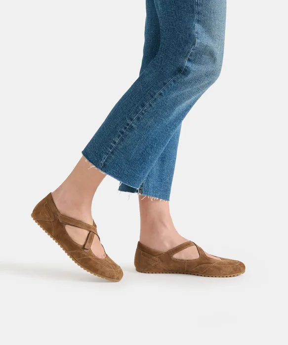 YONO Cocoa Suede Ballet Sneaker Flats — view 5