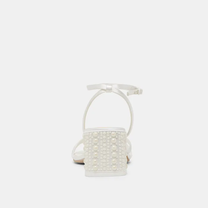YSABEL PEARL HEELS TRUE WHITE SATIN — view 12