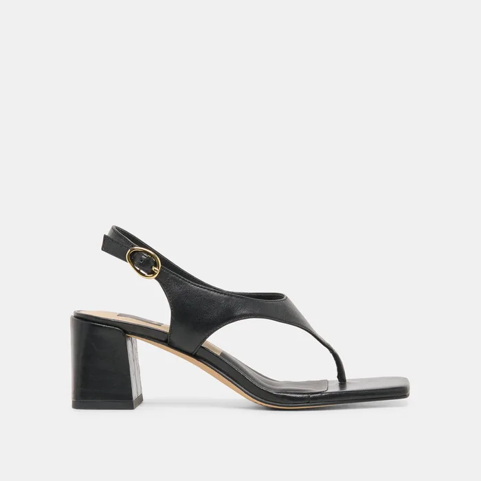Yves Black Leather Heels — view 2