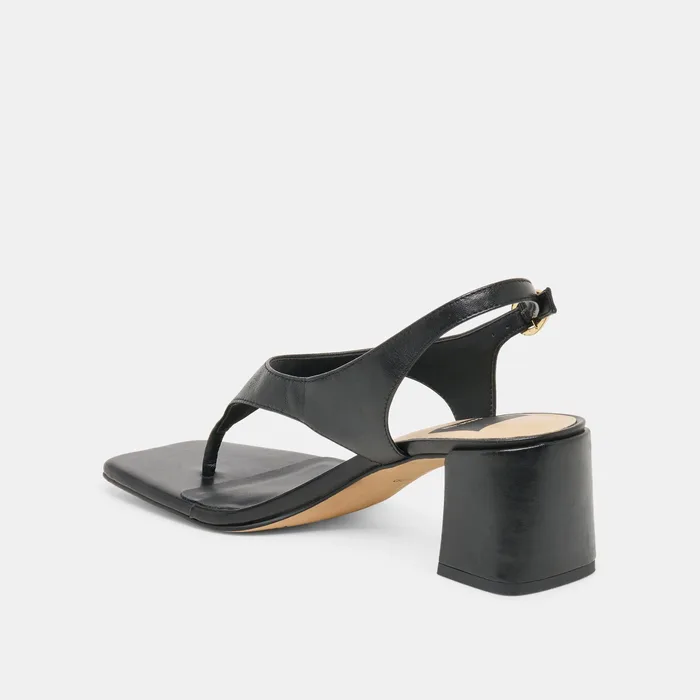 Yves Black Leather Heels — view 7