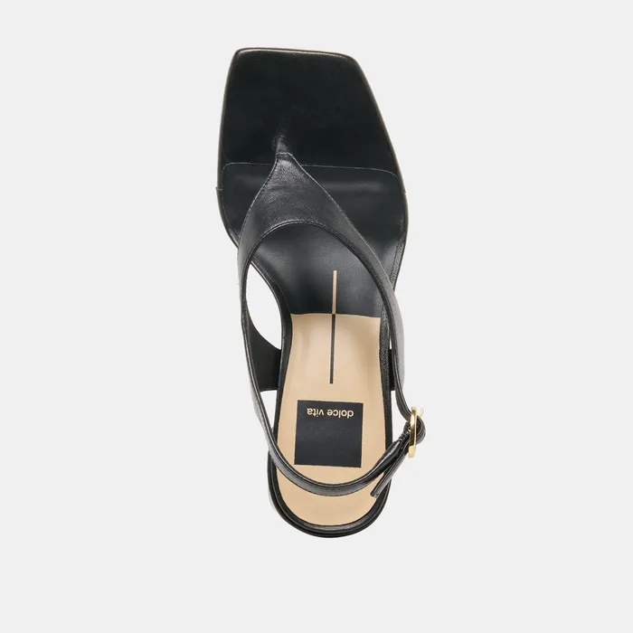 Yves Black Leather Heels — view 10