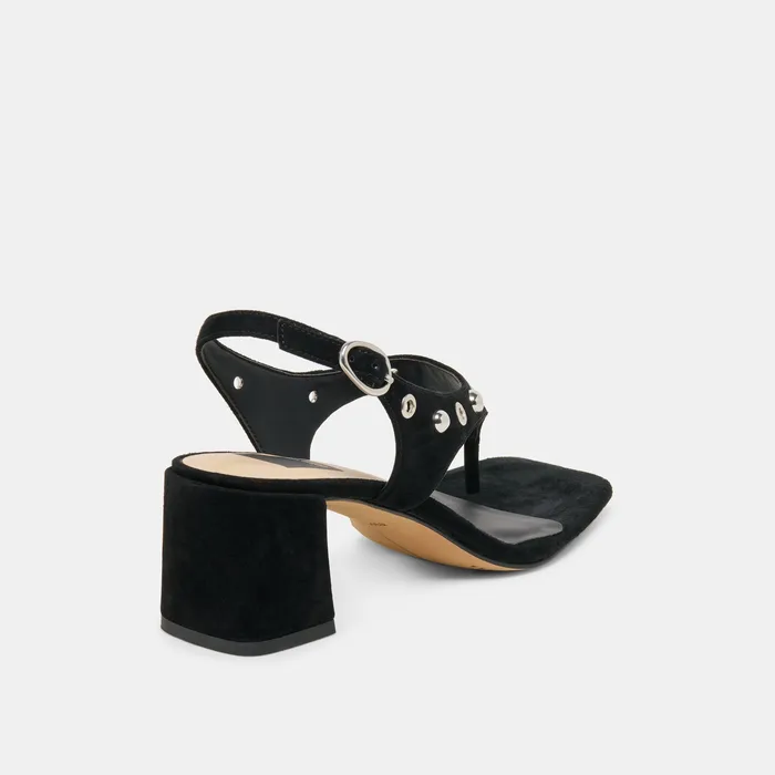Yves Stud Onyx Suede Heels — view 4