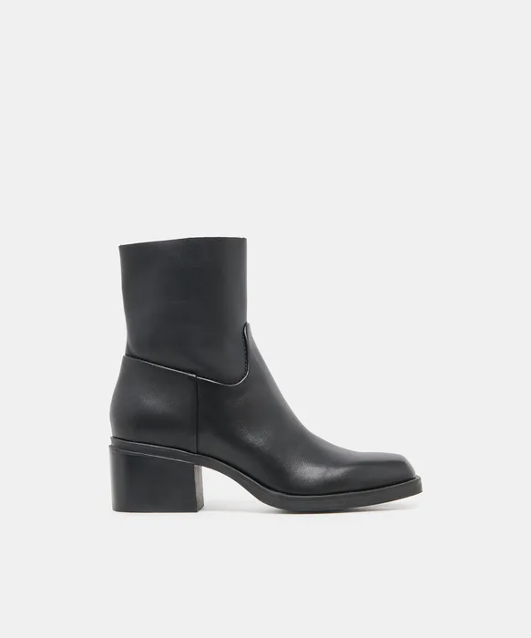 ZELO H2O Black Leather Waterproof Block-Heel Ankle Bootie — view 2