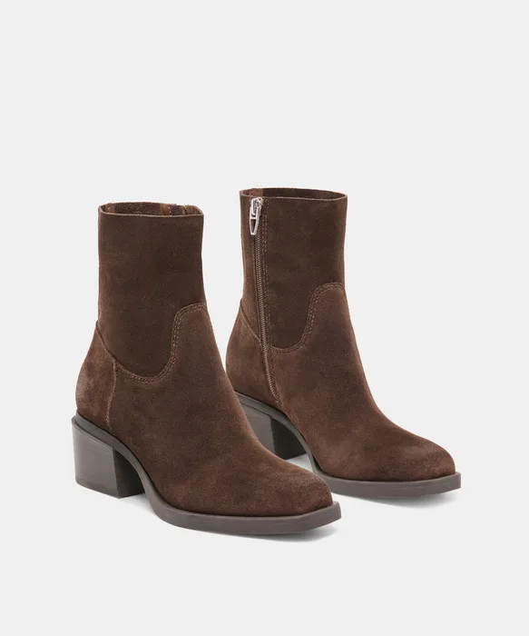 ZELO H2O Dk Brown Suede Waterproof Block-Heel Ankle Bootie — view 3