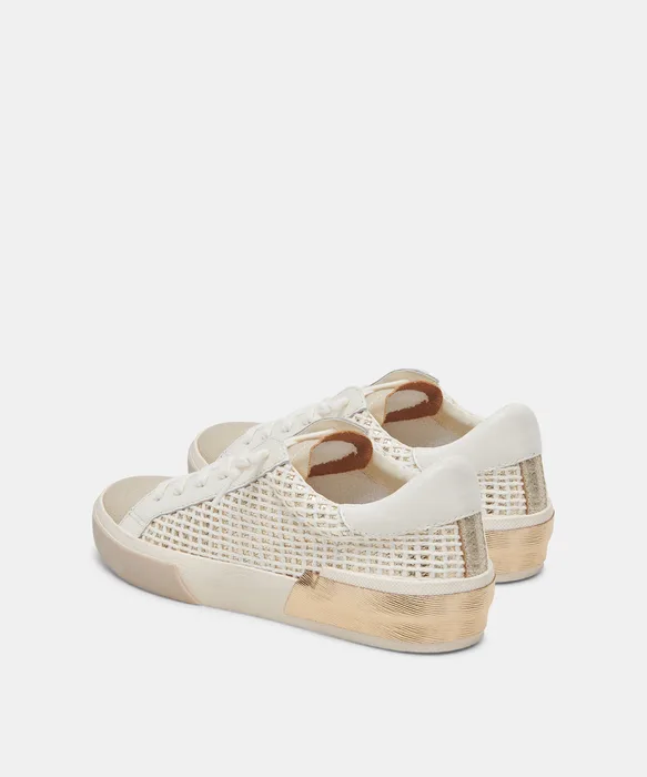 ZINA SNEAKERS BONE GOLD WOVEN