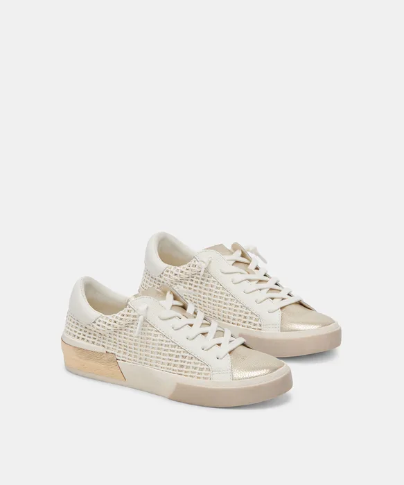 ZINA SNEAKERS BONE GOLD WOVEN — view 3